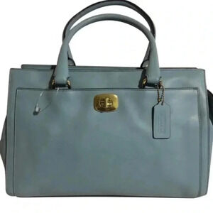 Coach blue leather satchel handbag